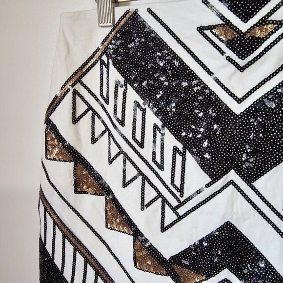 EUC EXPRESS SEQUINED MINI SKIRT GEOMETRIC PATTERN SIZE M - Picture 5 of 14